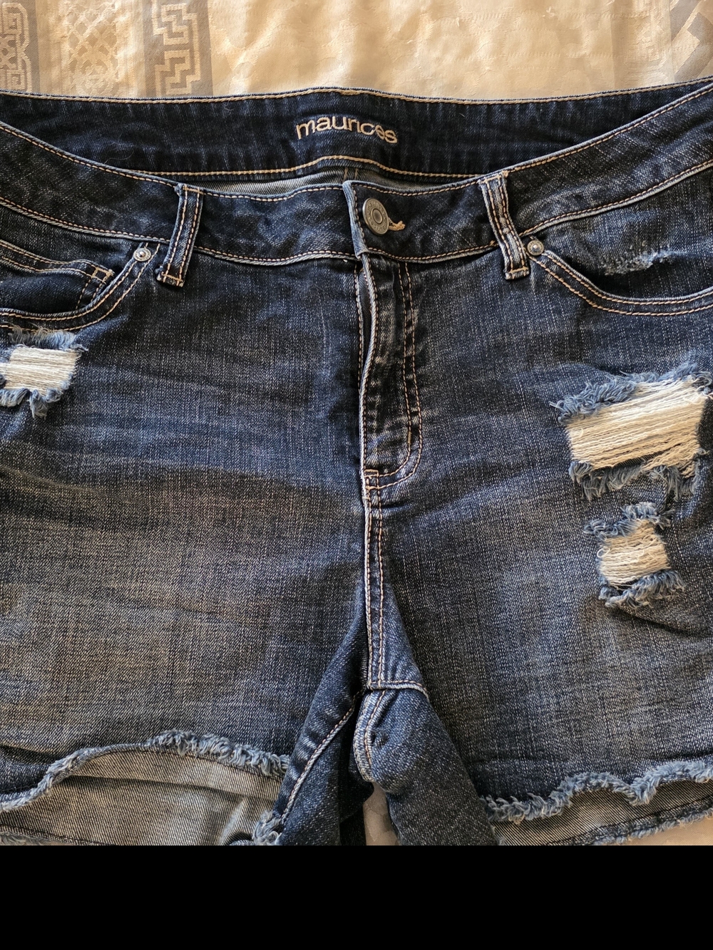 maurices Dark Blue Distressed Denim Shorts